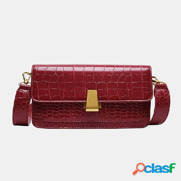 Mulheres vintage lagarto grão crossbody Bolsa embreagem