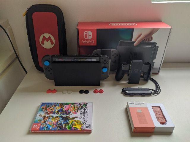 Nintendo Switch Cinza - Com Jogos e Acessórios