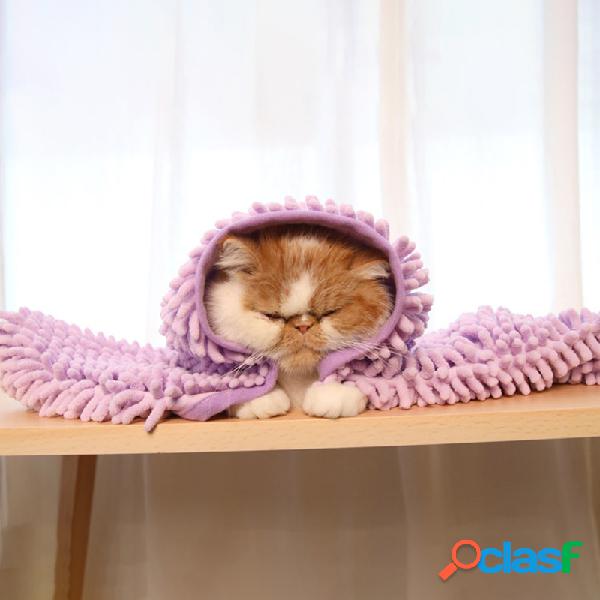 Novo Pet Cat Fiber Chenille De Secagem Rápida Banho De