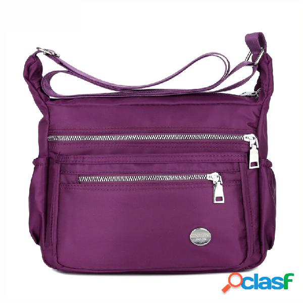 Nylon Sacos de ombro casuais leves de vários bolsos