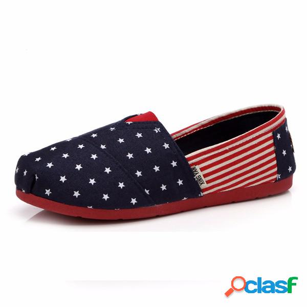 Padrão de lona Print Star Stripe Flag Color Match Slip On