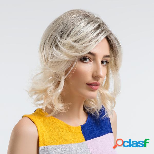 Perucas de cabelo humano preto branco gradiente cor