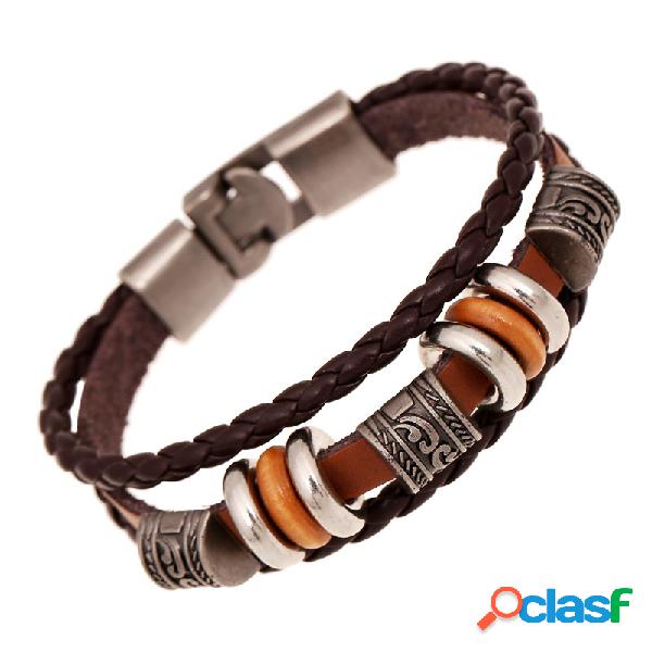 Pulseira Pulseira De Couro Do Vintage onda Trança