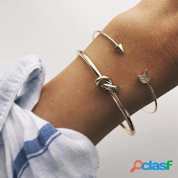 Pulseira de moda Pulseira De Ouro Ajustável Pena Flecha Nó