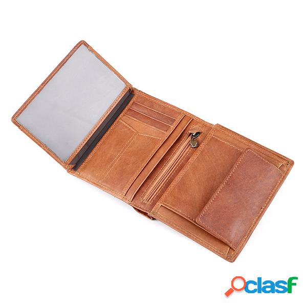 RFID Antimagnetic Couro Genuíno Multi-slot Coin Pocket