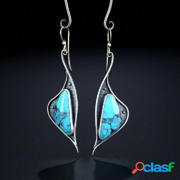 Retro Geometric Little Swan Turquesa Brincos Metal Irregular