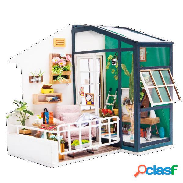 Robotime dg-m05 diy casa de bonecas em miniatura com móveis