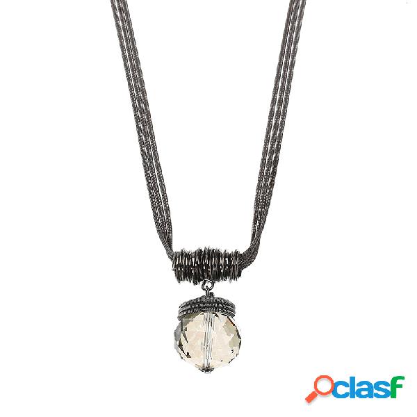 Rodada água gota colar de cristal colar
