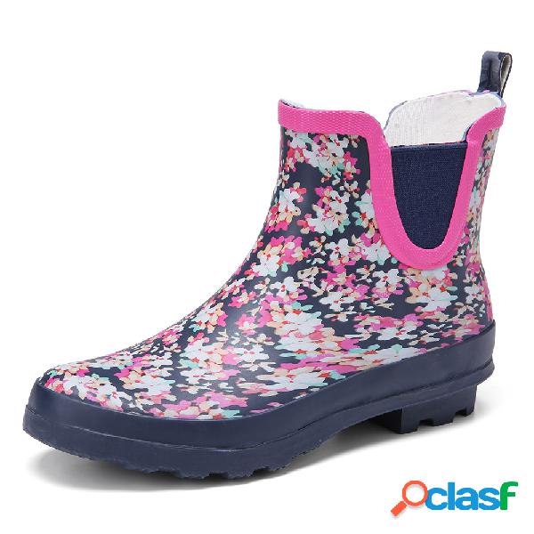 SOCOFY Botas de chuva antiderrapantes impermeáveis florais