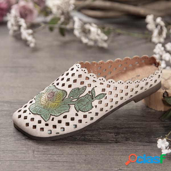 SOCOFY Recortes de apliques florais em couro retro Soft