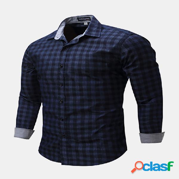 Slim Fit Bussiness Casual verificado botão Dress Camisa
