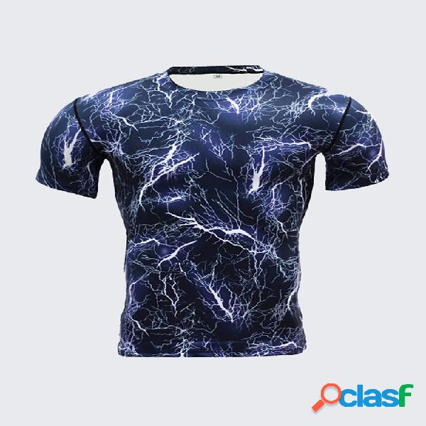 T-shirt Elástico Apertado de Musculação Secagem Rápida