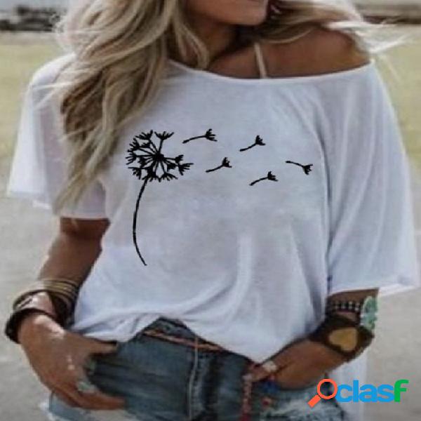 T-shirt de manga curta com decote em v para mulheres