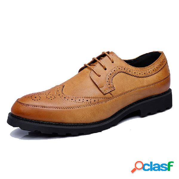 Tamanho Grande Homens Brogue Esculpido Ataque Oxfords