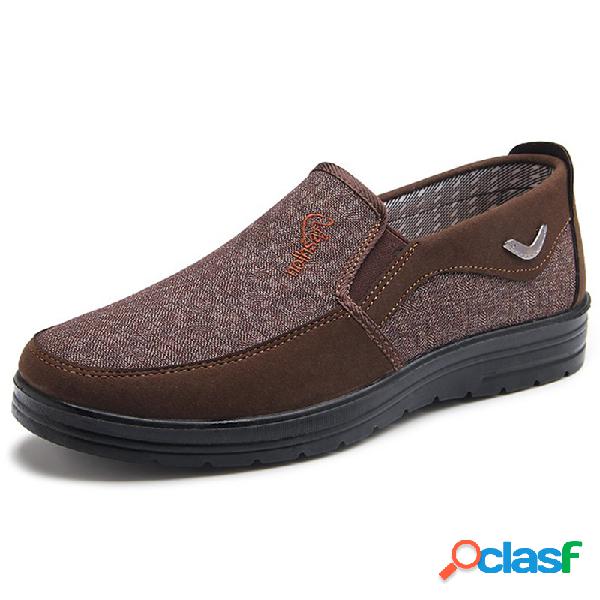 Tamanho Grande Homens Old Peking Estilo Pano Emenda Slip On