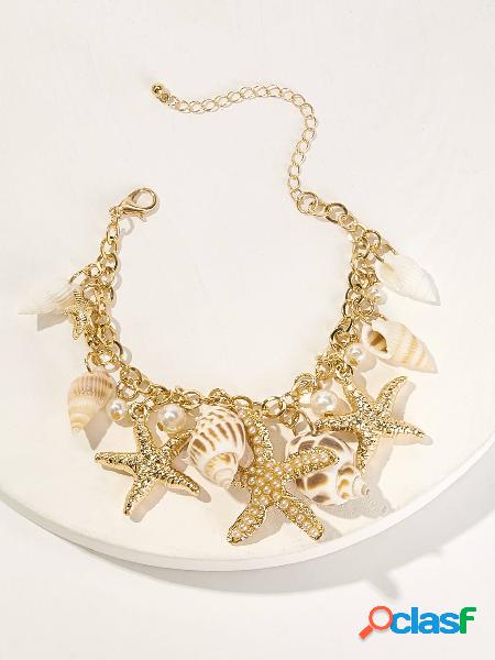 Trendy Concha Starfish Pingente Pulseira Borla Bohemian Oco