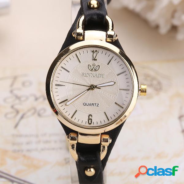 Trendy Fine Banda Relógio de quartzo PU Leather Women Watch