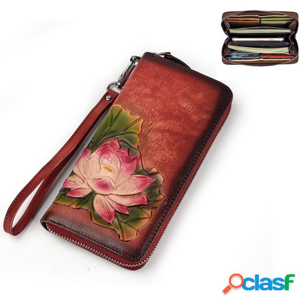Vintage Couro Genuíno Multi-função Bolsa de carteira de