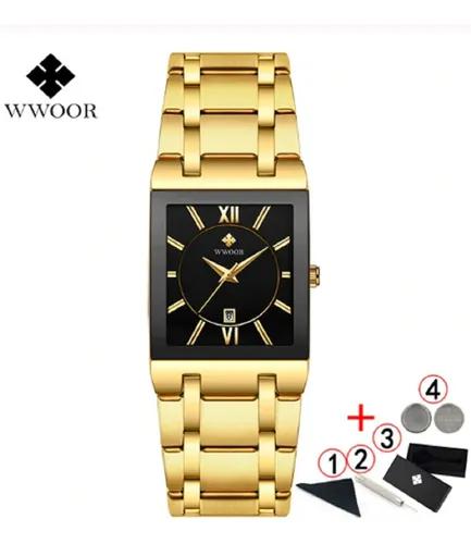 Wwoor Lindo Relógio Masculino Dourado Moda 2020