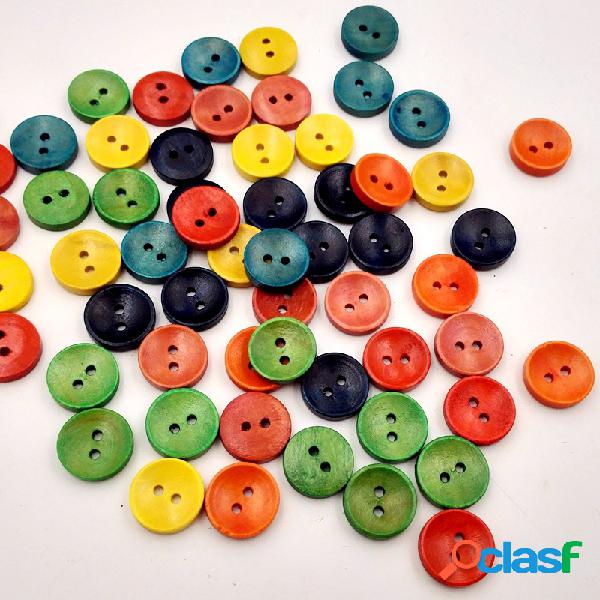 100 Pcs 15mm Colorful De Madeira Botões DIY Decoração de