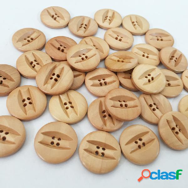 100 Pcs Botões De Costura De Madeira Natural Pano Botões