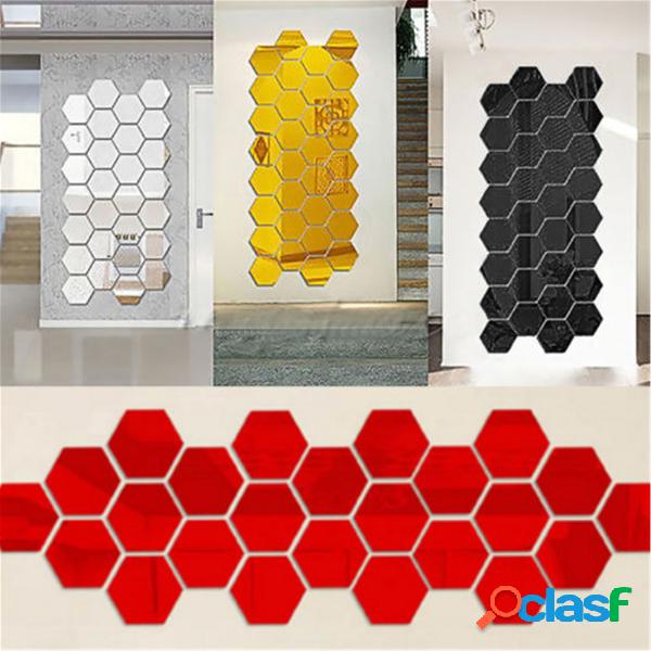 12 Pcs 3D DIY Espelho Hexágono Vinil Removível Adesivos de