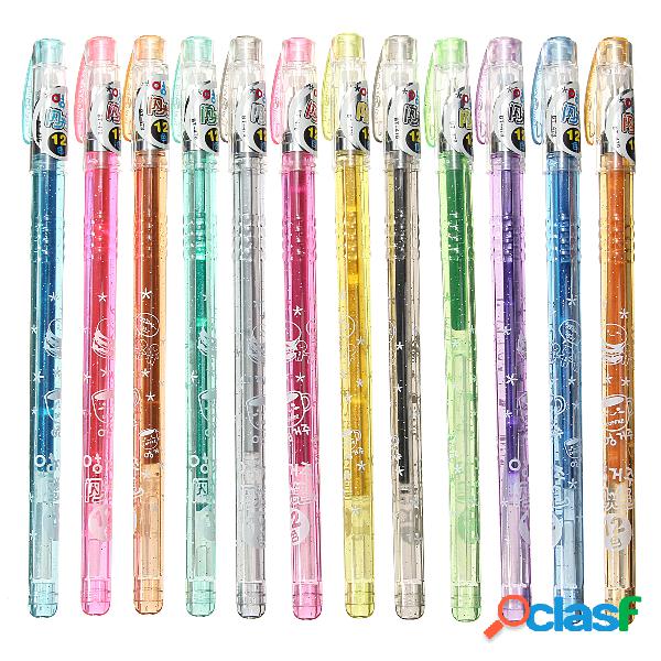 1Set 12 cores Gel Pen Glitter Canetas Asst Scrapbooking