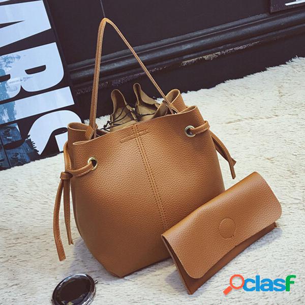 2 PEÇAS Bolsa Transversal Bolsa de Embreagem PU Couro