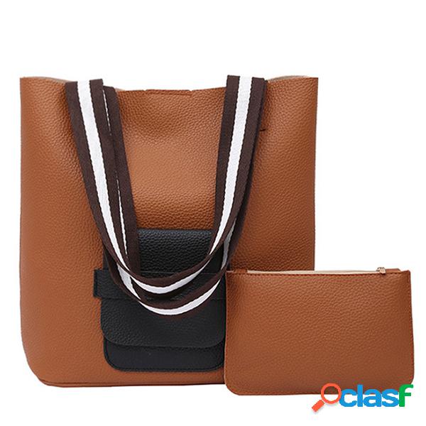 2 pçs / set mulheres pu couro bolsas de grande capacidade