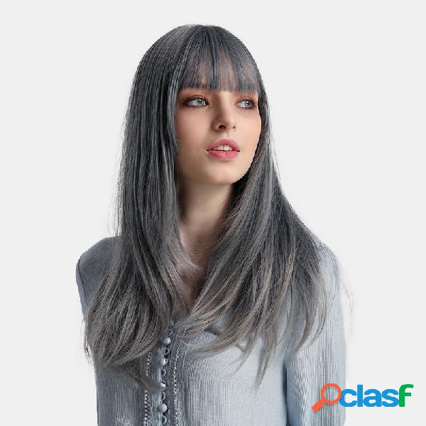 22 polegadas Cor cinza ciano longa reta Cabelo Peruca