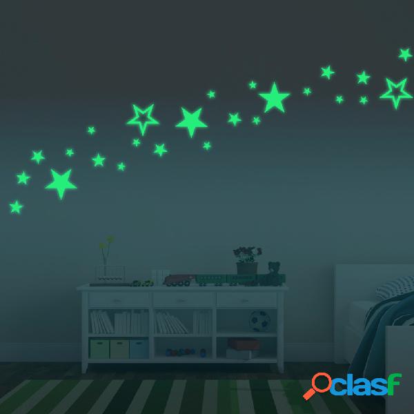 28PCS Fluorescent Glow Hollow Stars Wall Stickers Home Decor