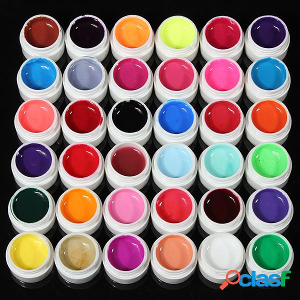 36 cores de cores puras UV Gel Extension Nail Art Design