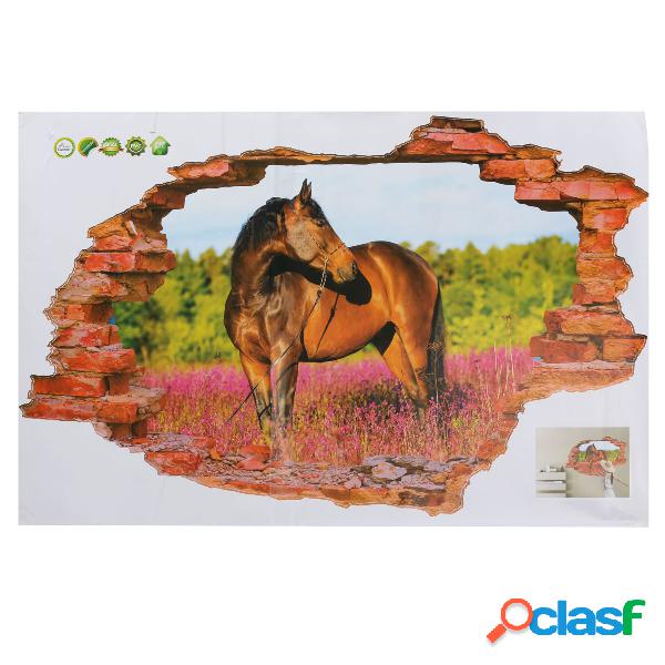 3D Parede Quebrado Padrão Cavalo Adesivos De Parede