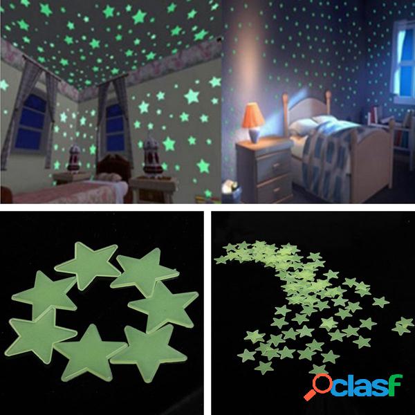 3cm 100PCS Fluorescente Glow Star Wall Sticker Quarto Sala