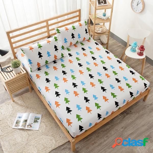 3pcs cama cabida lençol capa floral impresso algodão