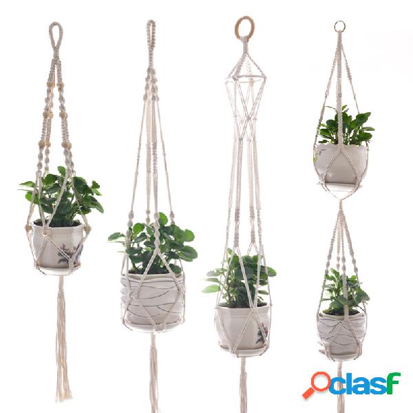 4 pcs Macrame Planta cabide e Ganchos de Suspensão Ao Ar