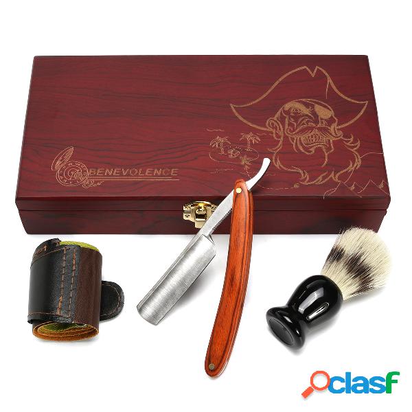 4 pcs kit de barbear corte garganta reta Navalha barbear