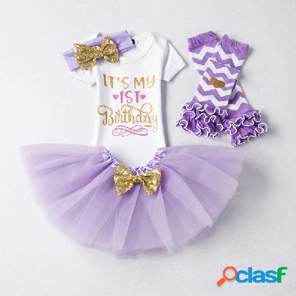 4Pcs É a minha primeira roupa de festa de aniversário de