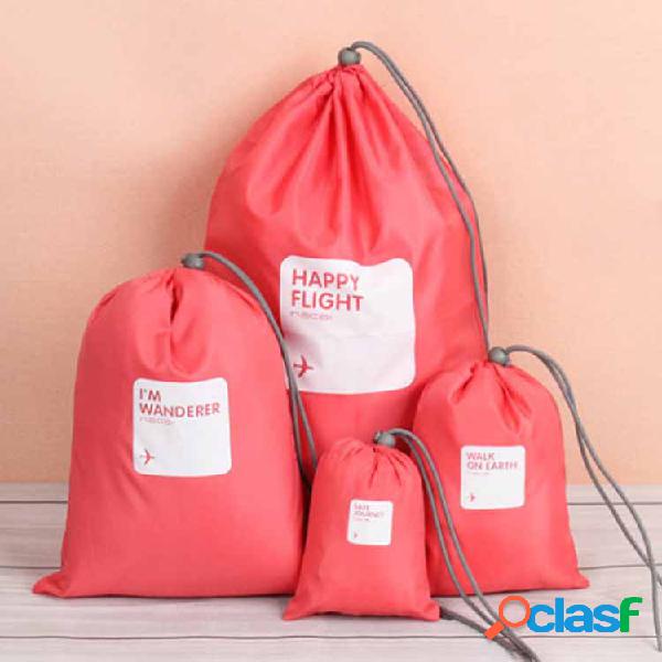 4pcs impermeável Nylon armazenamento de viagem com cordão