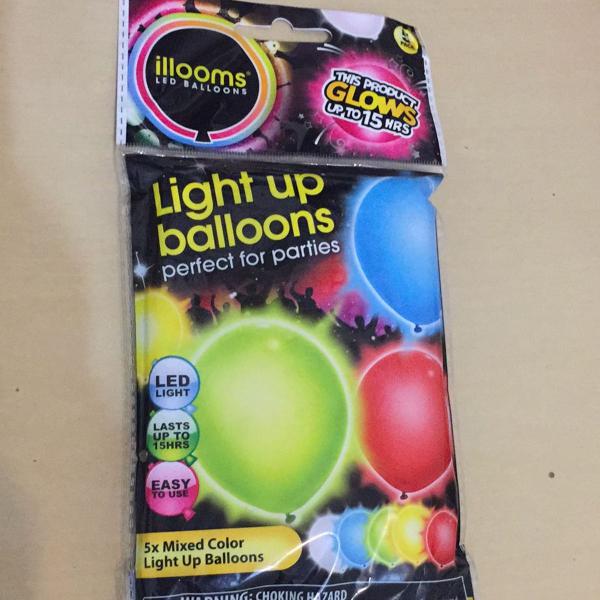 5 balões coloridos de luz de led