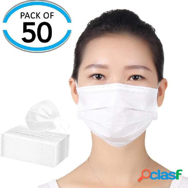 50 PCS descartável Máscara rosto não tecido de 3 camadas
