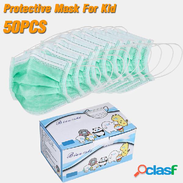 50pcs máscaras descartáveis para crianças 3-ply filtro