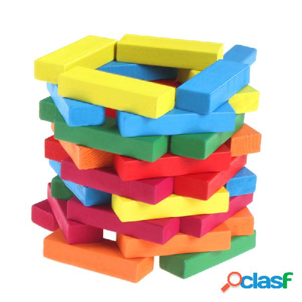 51 pcs Multi-colorido De Madeira Tumbling Stacking Tower