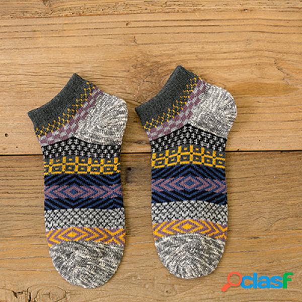 5Pc meias de lã étnica retro algodão meias grossas meias