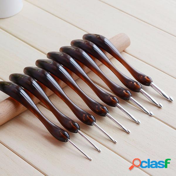 8Pcs / set alças macias ganchos de crochê Brown alumínio