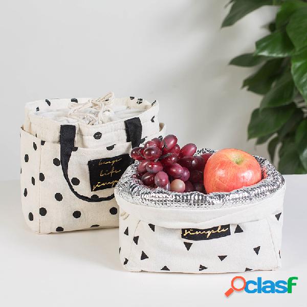 Algodão E Linho Com Cordão Isolamento Almoço Bolsa Barril