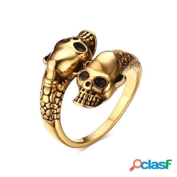 Anel Punk Masculino Aço Inoxidável Modelo de Esqueleto