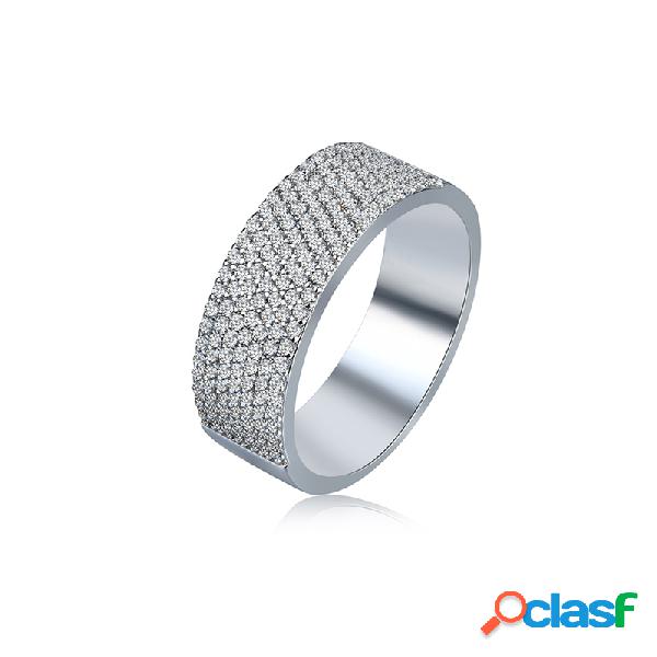 Anel simples da mulher anel de platina Zircon completo