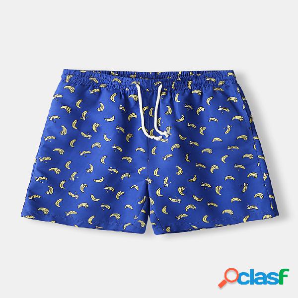 Banana Padrão Beachwear de impressão com cordão azul