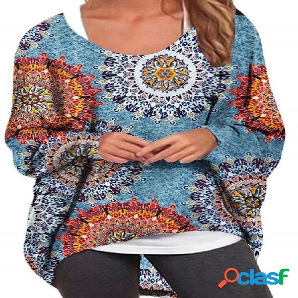Blusa de tamanho irregular de manga de morcego Plus